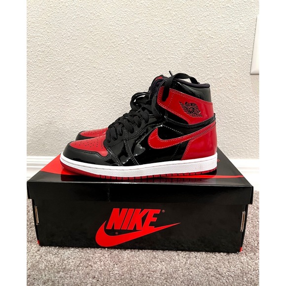 Jordan 1 Retro OG High Patent Bred - Men Size 8.5 / Women's 10 - Picture 1 of 5